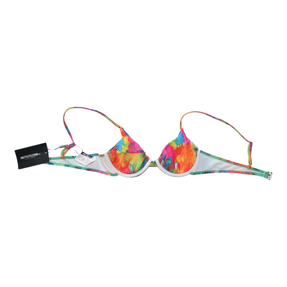 PrettyLittleThing Multi Abstract Print Underwired Bikini Top Size 6 NWT - Picture 4 of 12